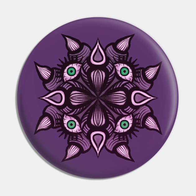 Symmetrical Demonic Creature Purple Horror Art Pin by Boriana Giormova