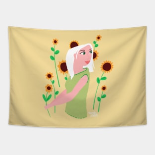 Sunflower girl Tapestry
