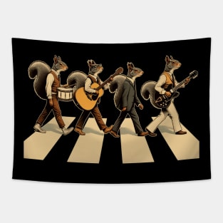 Scurrying Sensation Squirrels Playing Guitars for Wildlife Aficionados Tapestry