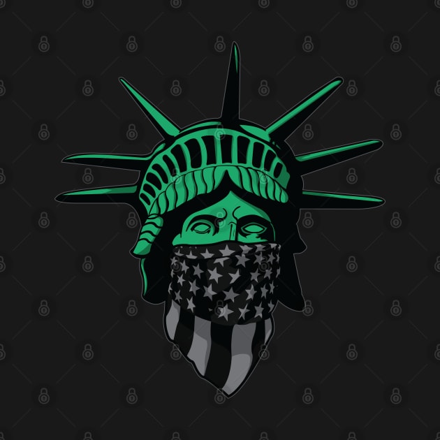 Statue of Liberty Black USA Flag by Joebarondesign