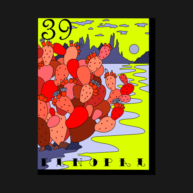 Retro Neon El Nopal Loteria Card by Msstorey