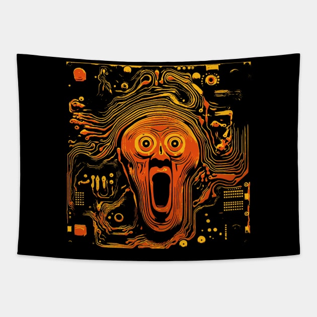 Artificial Munch's The Solid Scream Circuit Board Chip Diagram Tapestry by bulografik