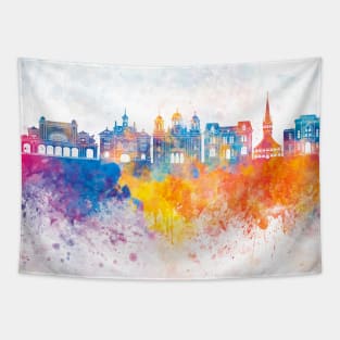 Constanta skyline in watercolor background Tapestry