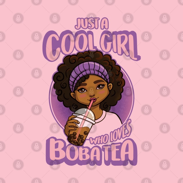 Kawaii Black Girl Anime Boba Tea by Irene Koh Studio