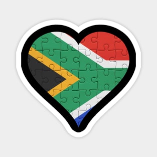 South African Jigsaw Puzzle Heart Design - Gift for South African With South Africa Roots Magnet