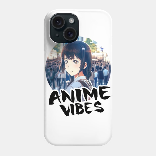 Cute Anime Girl at Night in Tokyo - Anime Shirt Phone Case by KAIGAME Art