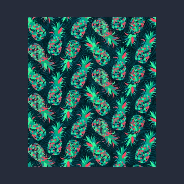 Green Mosaic Pineapples by Carolina Díaz