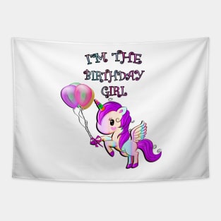 BIRTHDAY GIRL UNICORN GIFT, I'M THE BIRTHDAY GIRL SHIRTS, MUGS, CARDS, STICKERS and other gift ideas Tapestry