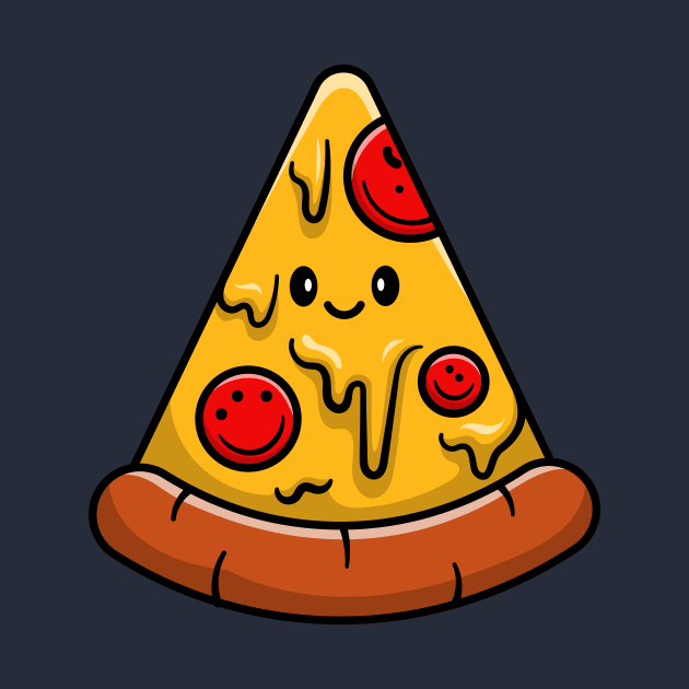 Cute Pizza Cartoon Vector Icon Illustration by Catalyst Labs