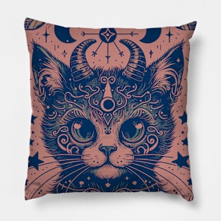 Devil Cat Tarot Card Pillow