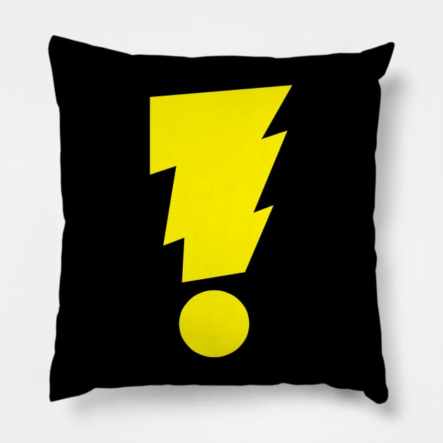 MADMAN Exclamation Bolt Classic Yellow! Pillow by MICHAEL ALLRED