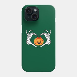 Halloween. Pumpkin and skeleton Phone Case