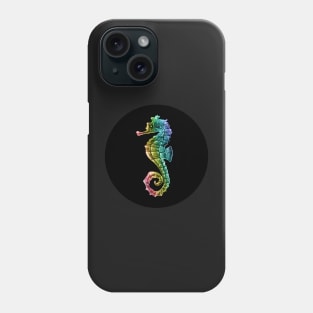 Rainbow Gradient Seahorse on Black Phone Case