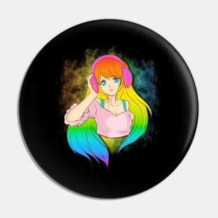 Japanese Anime Girl Rainbow Punk Kawaii Manga Pin