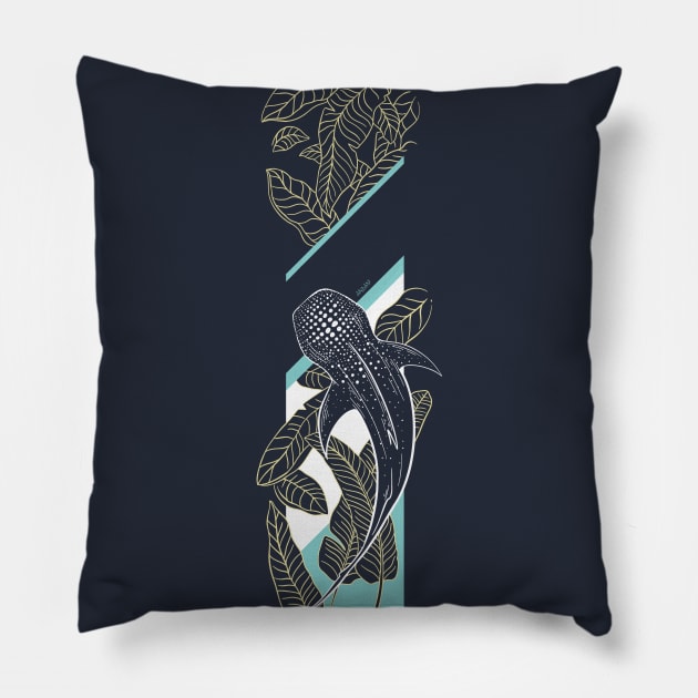 Whale Shark in the Jungle Pillow by ArtDary