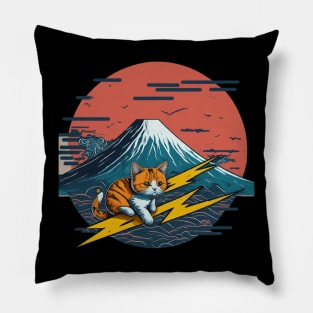 Energetic Cat Digital Art Pillow