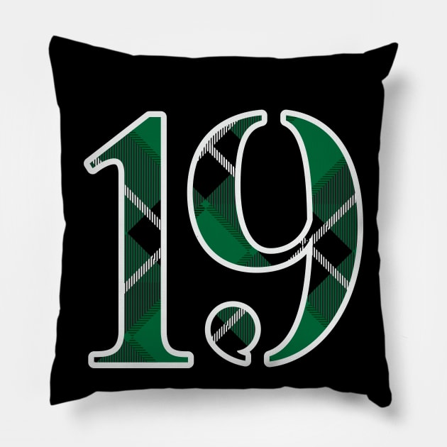 19 Sports Jersey Number Green Black Flannel Pillow by Design_Lawrence