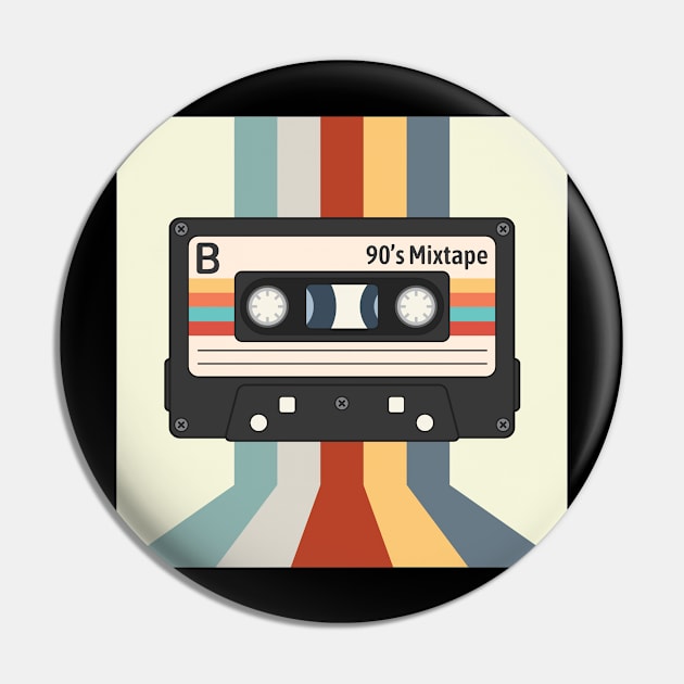 Vintage cassette tape Pin by Kusumaillustration