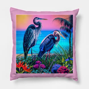 Great Blue Herons in The Caribbean Pillow