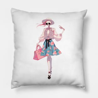 preppy skeleton Pillow