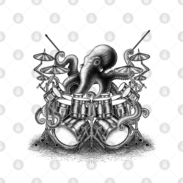 Octopus playing drums by Artardishop