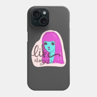Cute Girl With Pink Girl: Artistic Drawing Portrait Phone Case