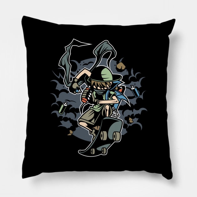 Skateboard Series: Graffiti Skater Pillow by Jarecrow 