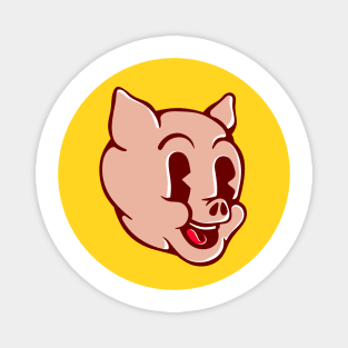 Pink Piggy The Meaty Logo Design Magnet