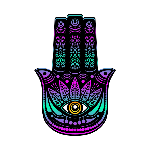 Hamsa Protective Hand with Eye Yoga Symbol by CeeGunn