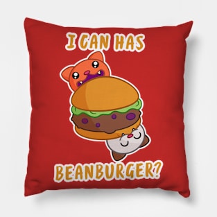 I can has beanburger? For cat Loving vegans and vegetarians Pillow