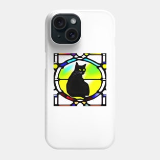 Black cat in the window Phone Case