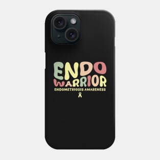 Endometriosis Endo Warrior Retro Groovy Yellow Ribbon Phone Case