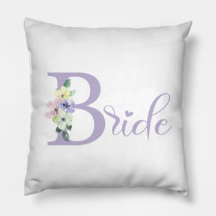 Hand painted pink floral bride illustration Pillow