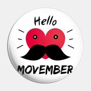 Hello Movember - Mustache and a heart Pin