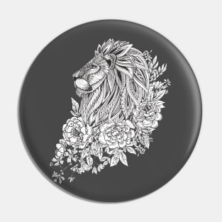 Lion floral tshirt Pin