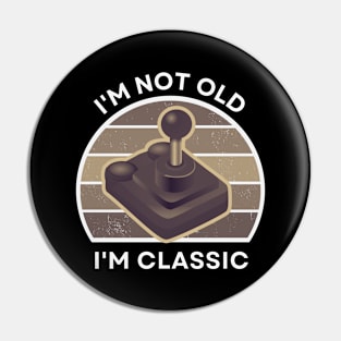 I'm not old, I'm Classic | Joystick | Retro Hardware | Vintage Sunset | Sepia | '80s '90s Video Gaming Pin