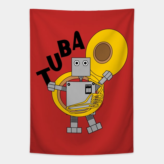 Tuba Robot Text Tapestry by Barthol Graphics