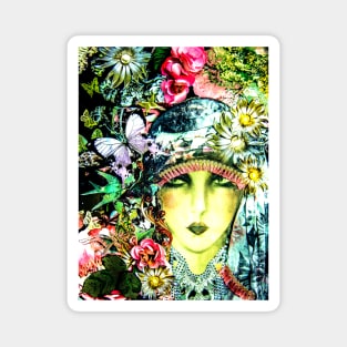 CHINTZ ART DECO FLAPPER COLLAGE POSTER , VIBRANT Magnet