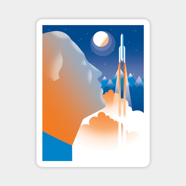 Rocket launch man Magnet by Neil Webb | Illustrator