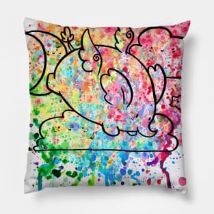 Angel Elephant Rainbow Paint Splatter Pillow