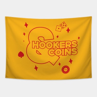 Hookers and Coins - red Tapestry