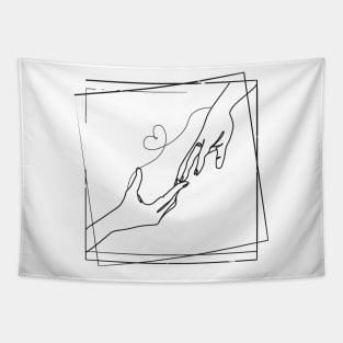 Lovers Hands Lineart Tapestry