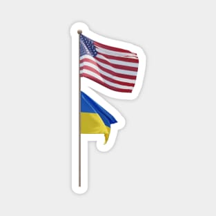 USA Ukraine Flag Pole Brotherhood Magnet