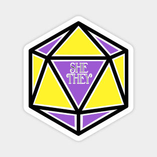 Nonbinary Pronoun Pride D20 She/They Magnet