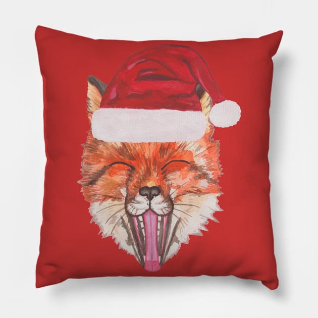 Christmas fox Pillow by deadblackpony