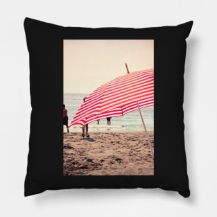 Red Striped Summer Beach Umbrella Pillow