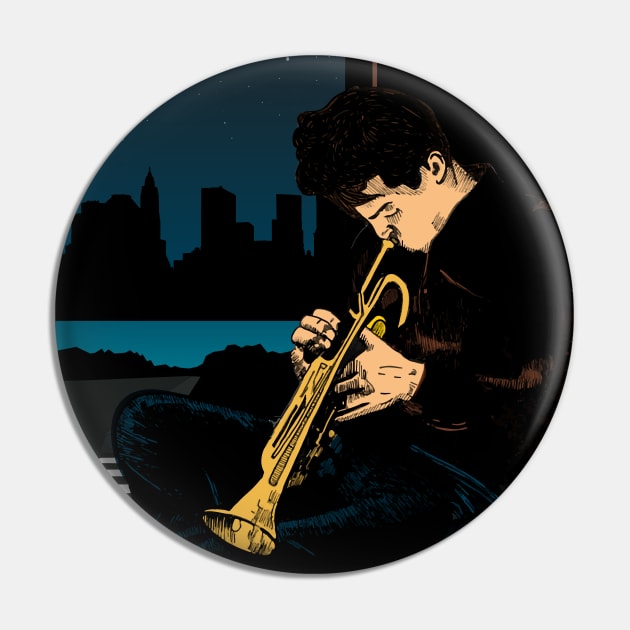 Chet Baker Poster Art Pin by Seiglan