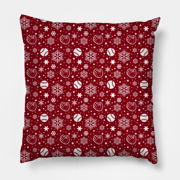 Christmas Wrapping Paper Pattern Baseball Lover Gifts Pillow by TeeCreations