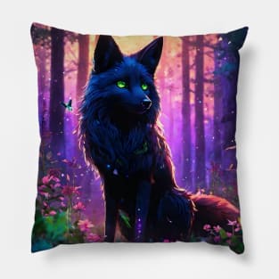 Magical Fox With Green Eyes Pillow