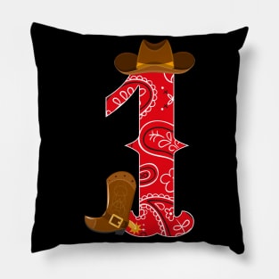 Kids 1st Birthday One Year Old Baby Cowboy Western Rodeo Party Pillow